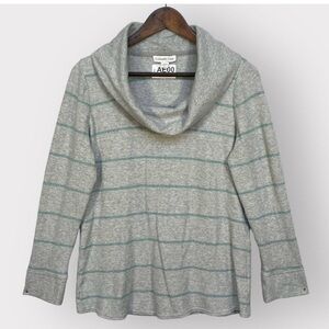 Coldwater Creek Thermal Stripe Long Sleeve Cowl Neck Shirt XL 14